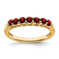 10k Garnet and Diamond 7-stone Ring