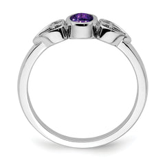 Sterling Silver Rhodium-plated Amethyst Ring