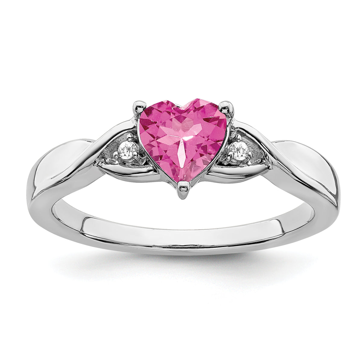 Sterling Silver Rhodium-plated Pink Tourmaline and Diamond Ring