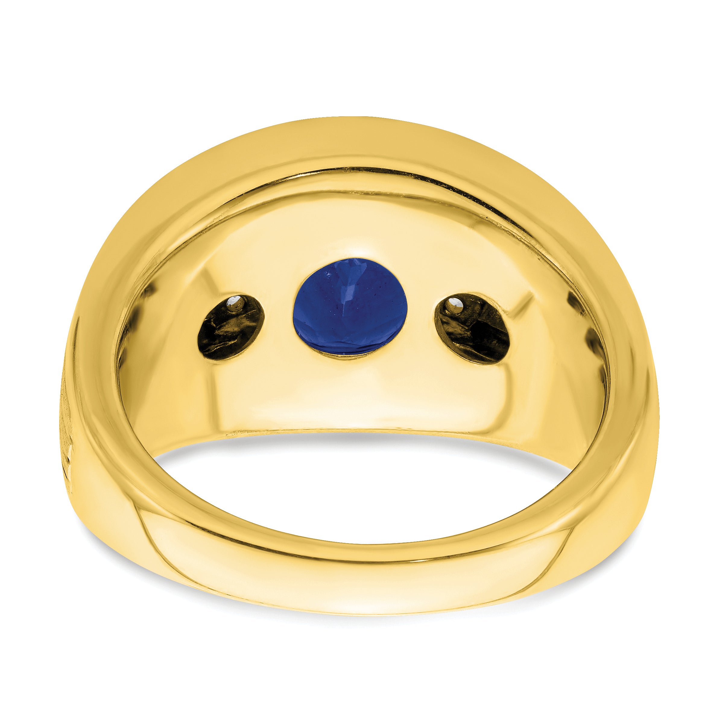 10K Created Sapphire and Diamond Mens Ring