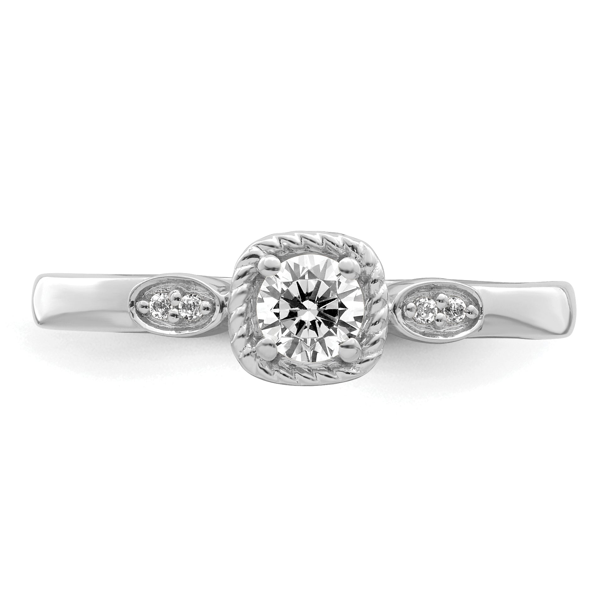 14K White Gold First Promise Lab Grown Diamond Rope Edge Comp Eng Ring
