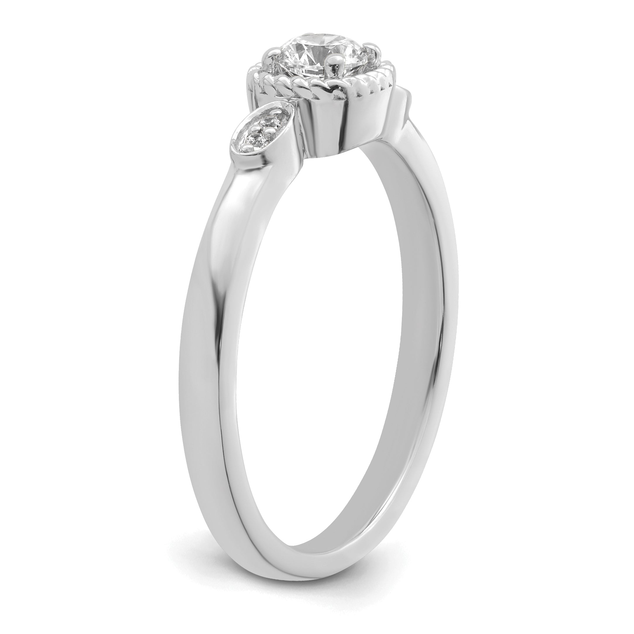 14K White Gold First Promise Lab Grown Diamond Rope Edge Comp Eng Ring