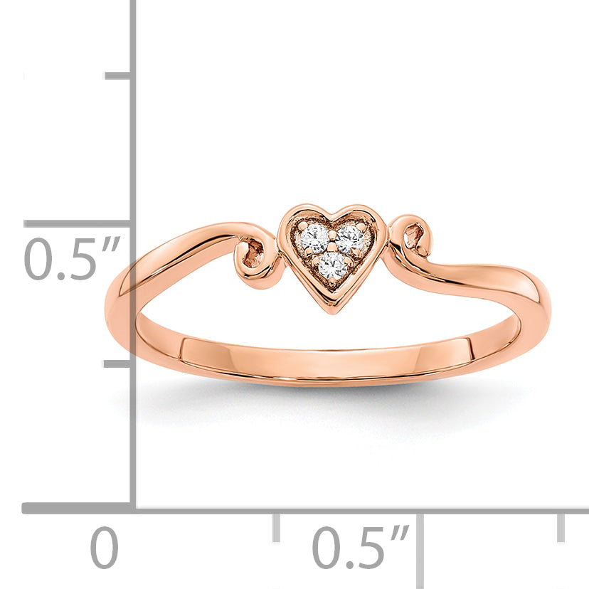 10K Rose Gold Polished Heart Diamond Ring