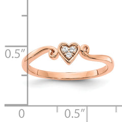 14k Rose Gold Polished Heart Diamond Ring