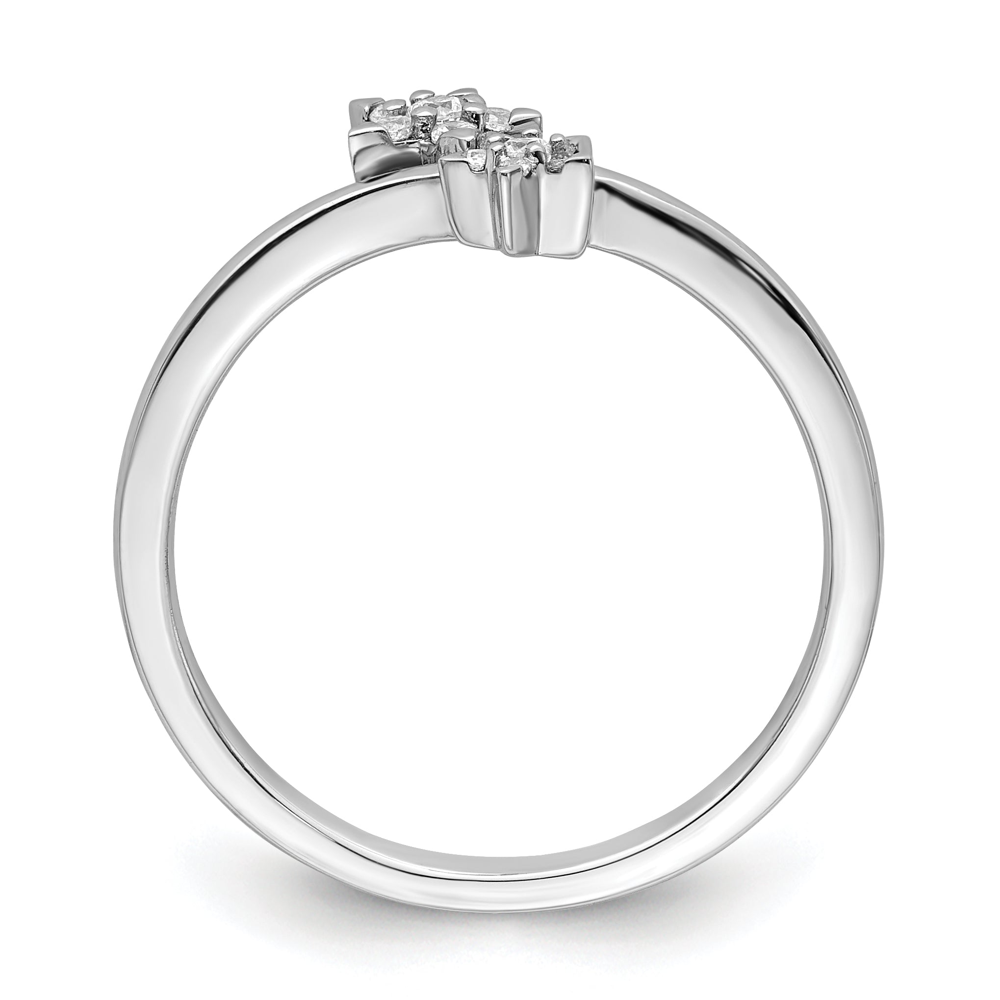 14k White Gold Diamond star bypass Diamond Ring - 7