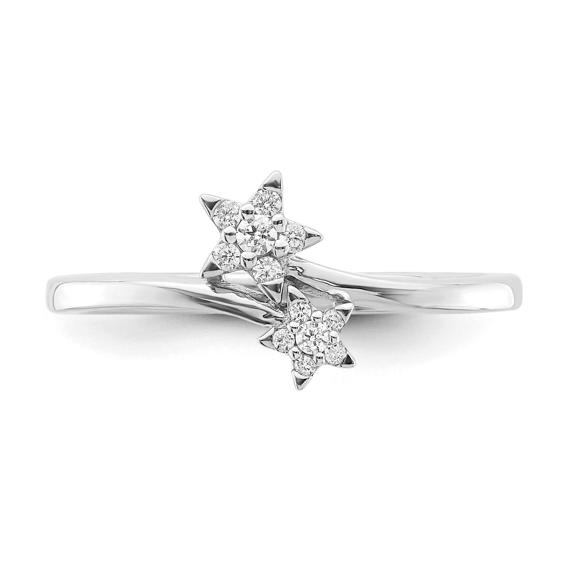 14k White Gold Diamond star bypass Diamond Ring - 7