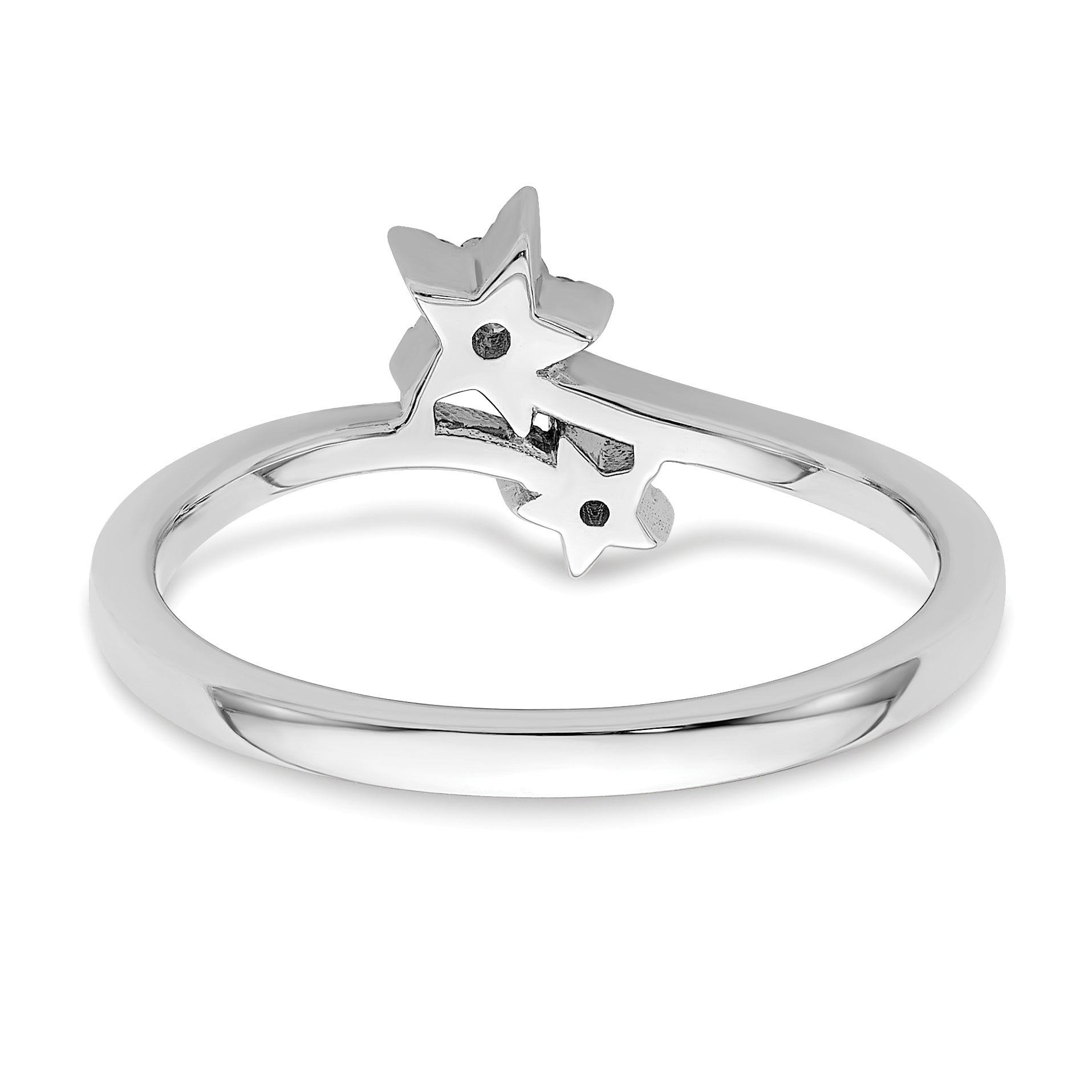 14k White Gold Diamond star bypass Diamond Ring - 7