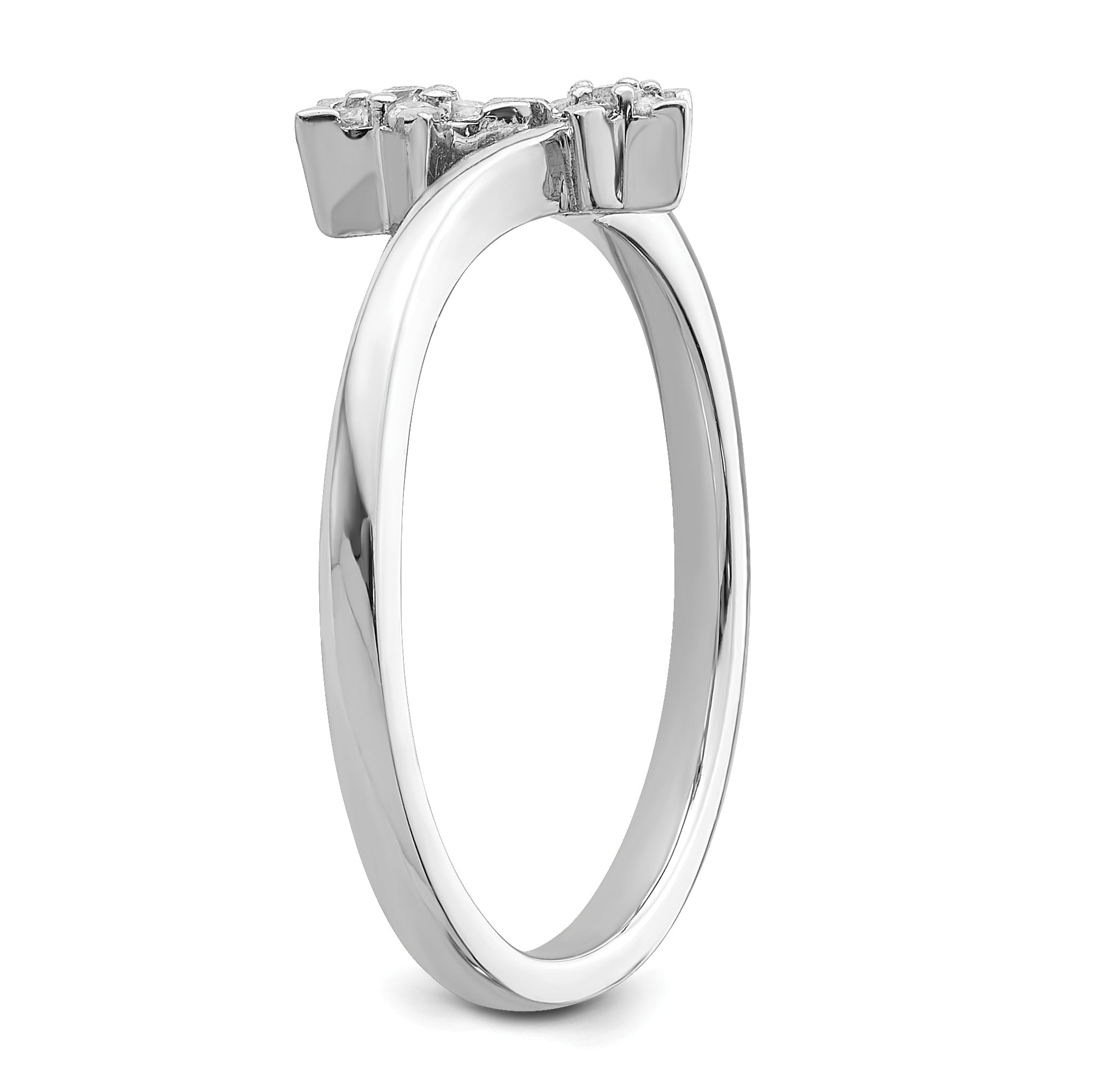 14k White Gold Diamond star bypass Diamond Ring - 7