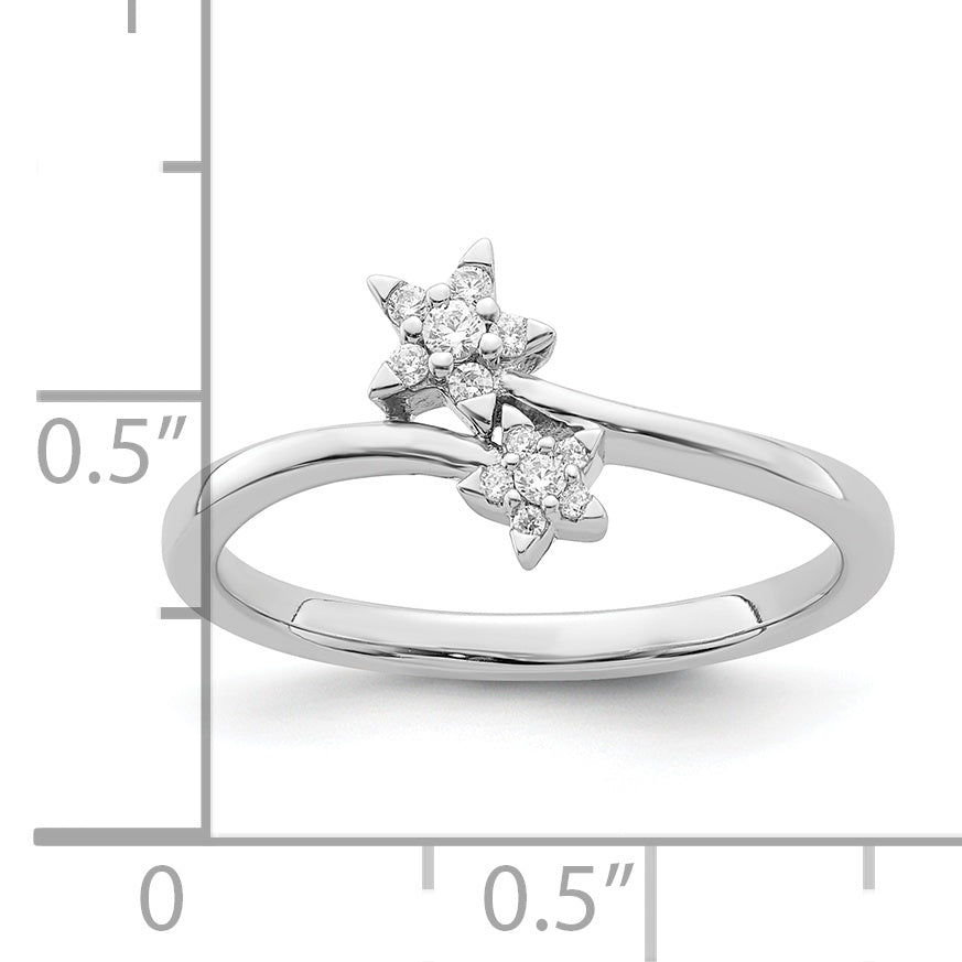 14k White Gold Diamond star bypass Diamond Ring - 7