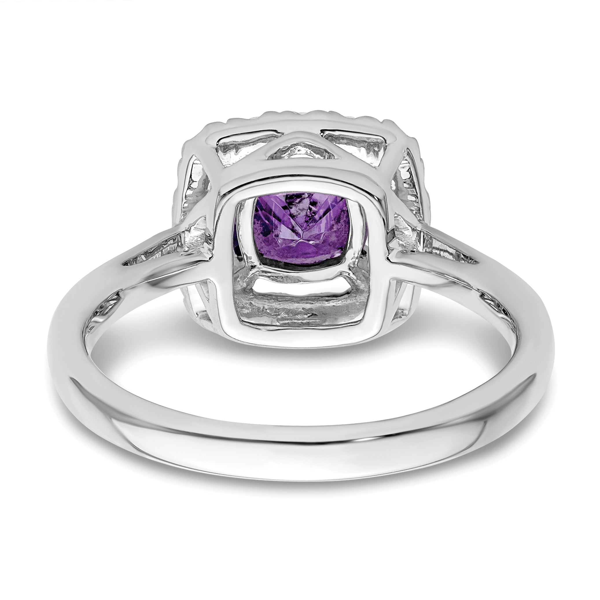 14K White Gold Lab Grown Diamond and Amethyst Halo Ring