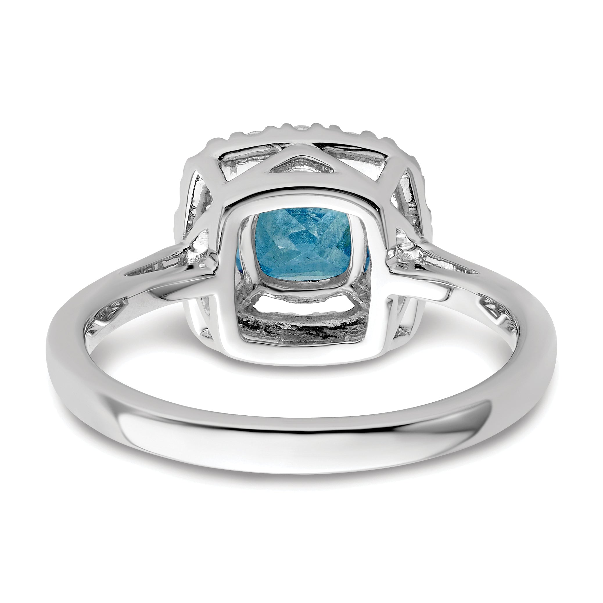 14K White Gold Lab Grown Diamond and Blue Topaz Halo Ring