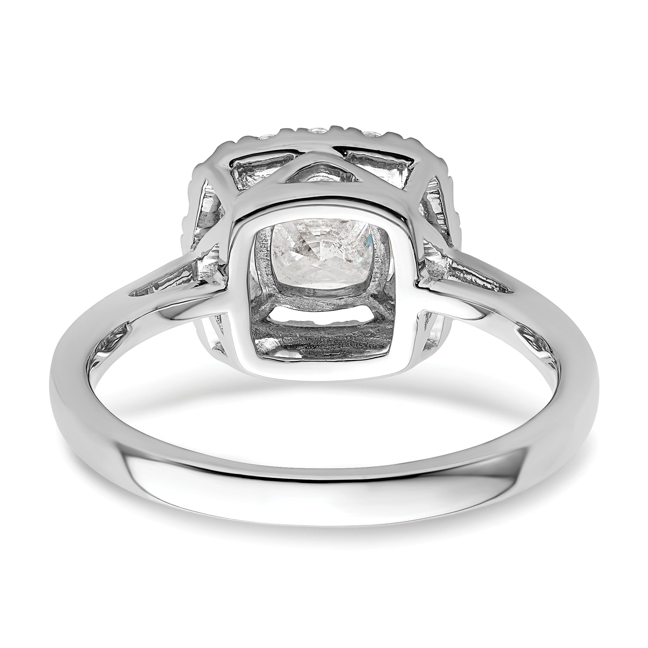 14K White Gold Lab Grown Diamond and White Sapphire Halo Ring