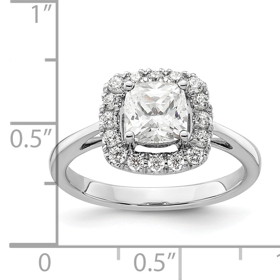14K White Gold Lab Grown Diamond and White Sapphire Halo Ring