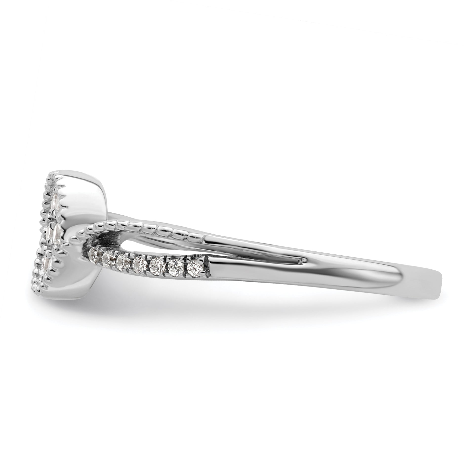 14K White Gold First Promise Lab Grown Diamond Small Cluster Promise Ring
