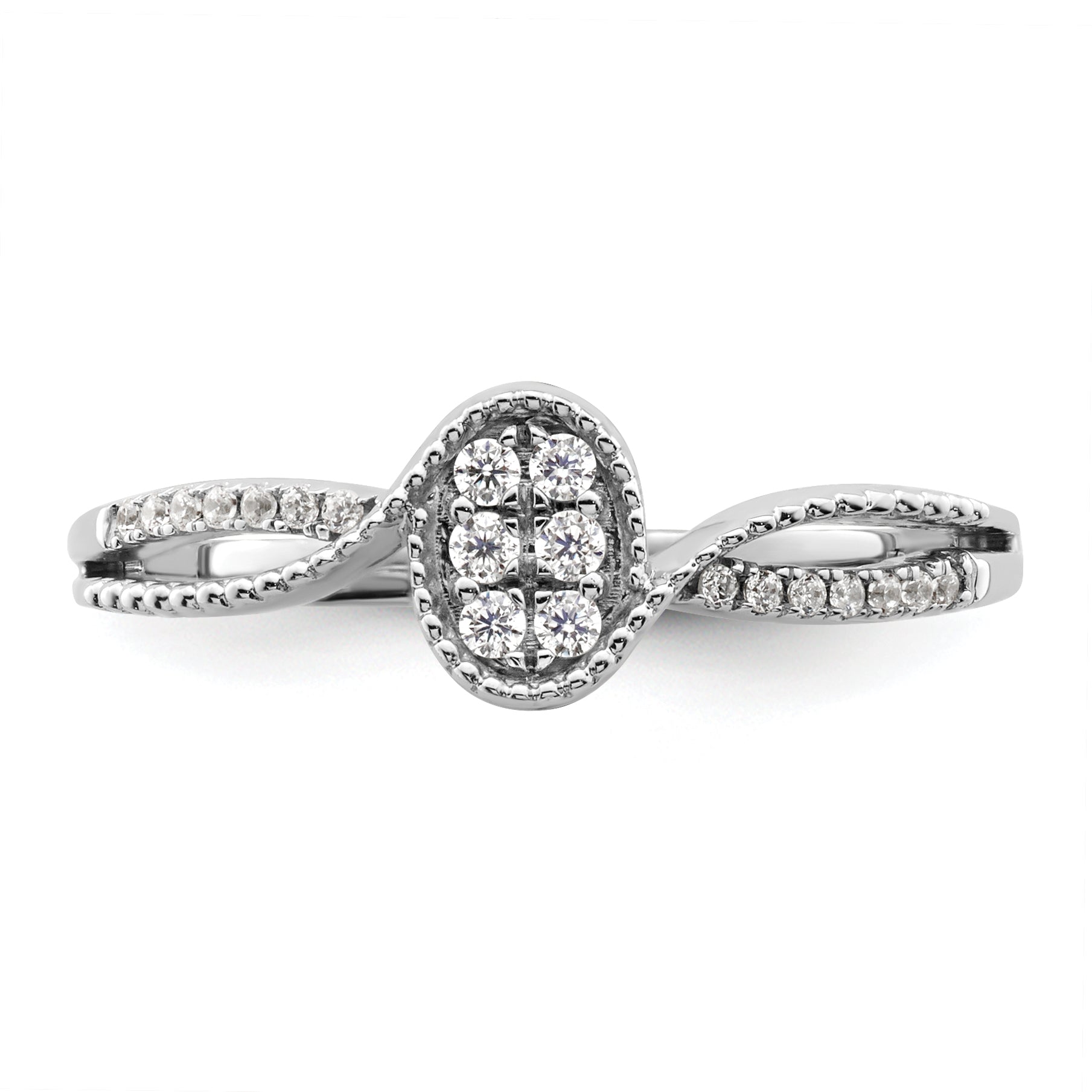 14K White Gold First Promise Lab Grown Diamond Small Cluster Promise Ring
