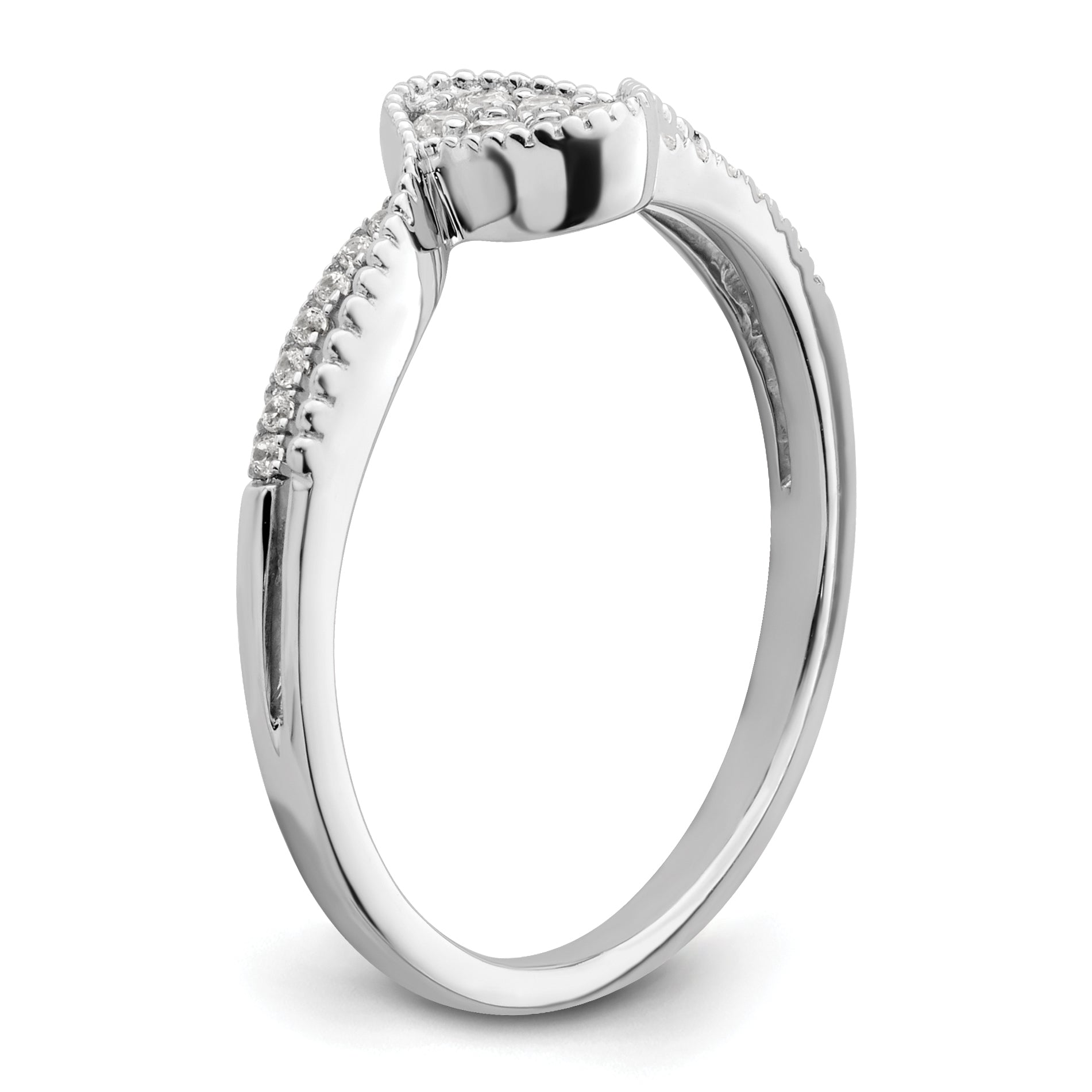 14K White Gold First Promise Lab Grown Diamond Small Cluster Promise Ring