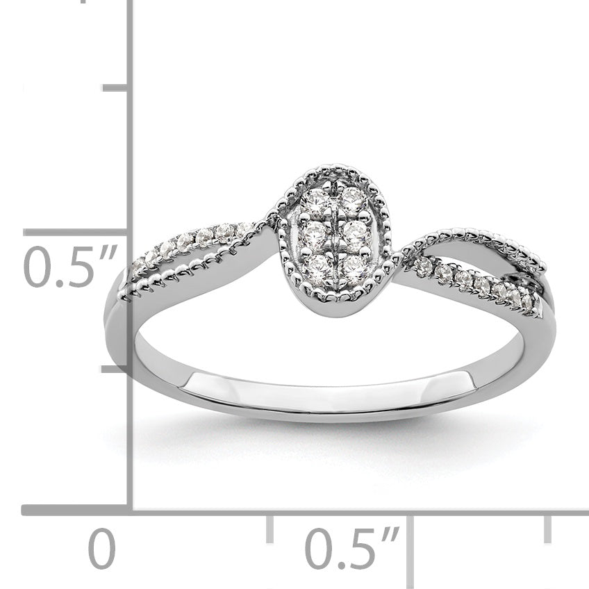 14K White Gold First Promise Lab Grown Diamond Small Cluster Promise Ring