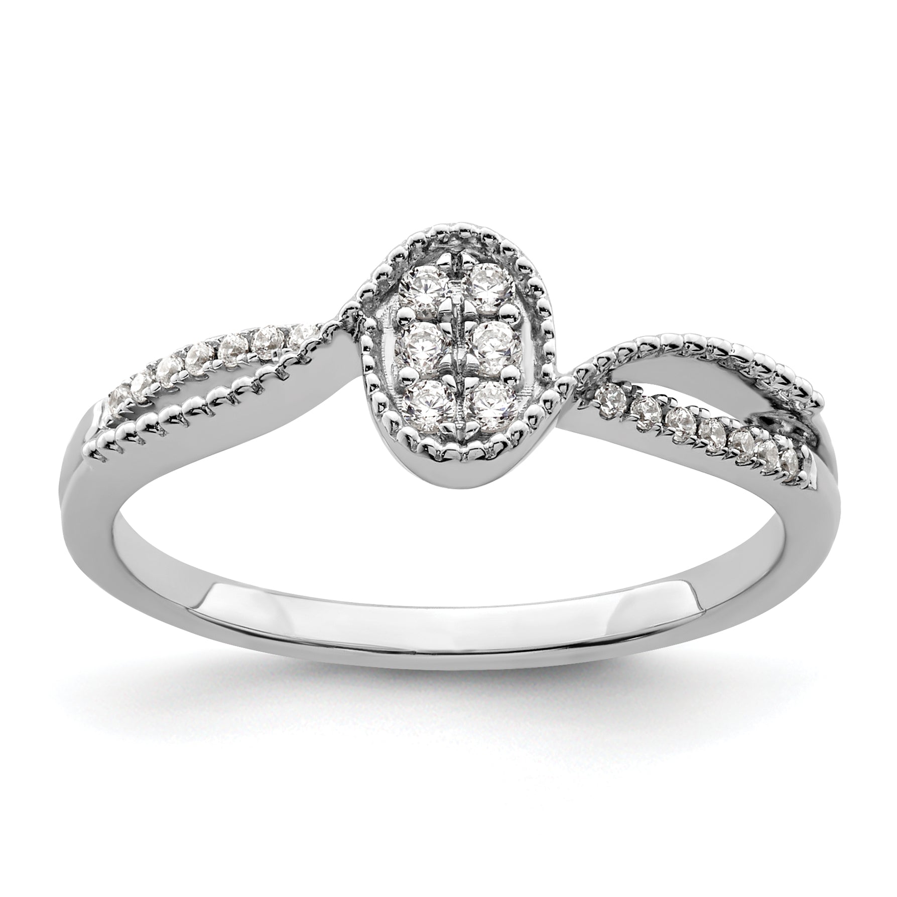 14K White Gold First Promise Lab Grown Diamond Small Cluster Promise Ring