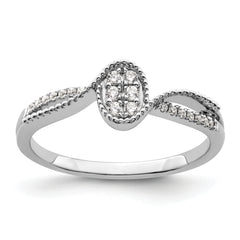 14K White Gold First Promise Lab Grown Diamond Small Cluster Promise Ring