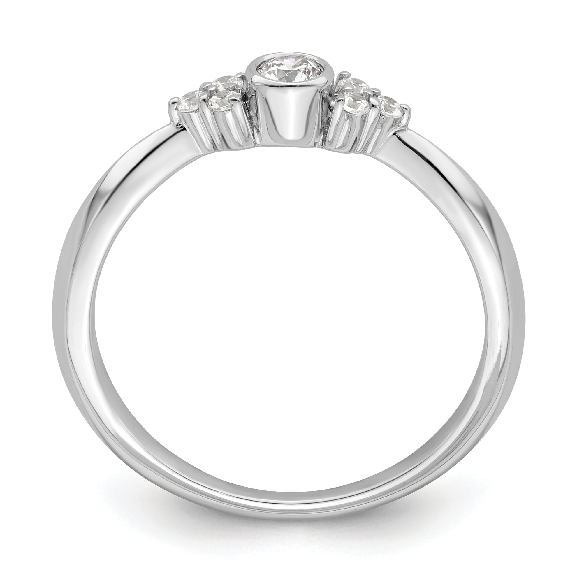 14K White Gold First PromiseLab Grown Diamond Round Bezel Promise Ring