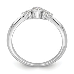 14K White Gold First PromiseLab Grown Diamond Round Bezel Promise Ring