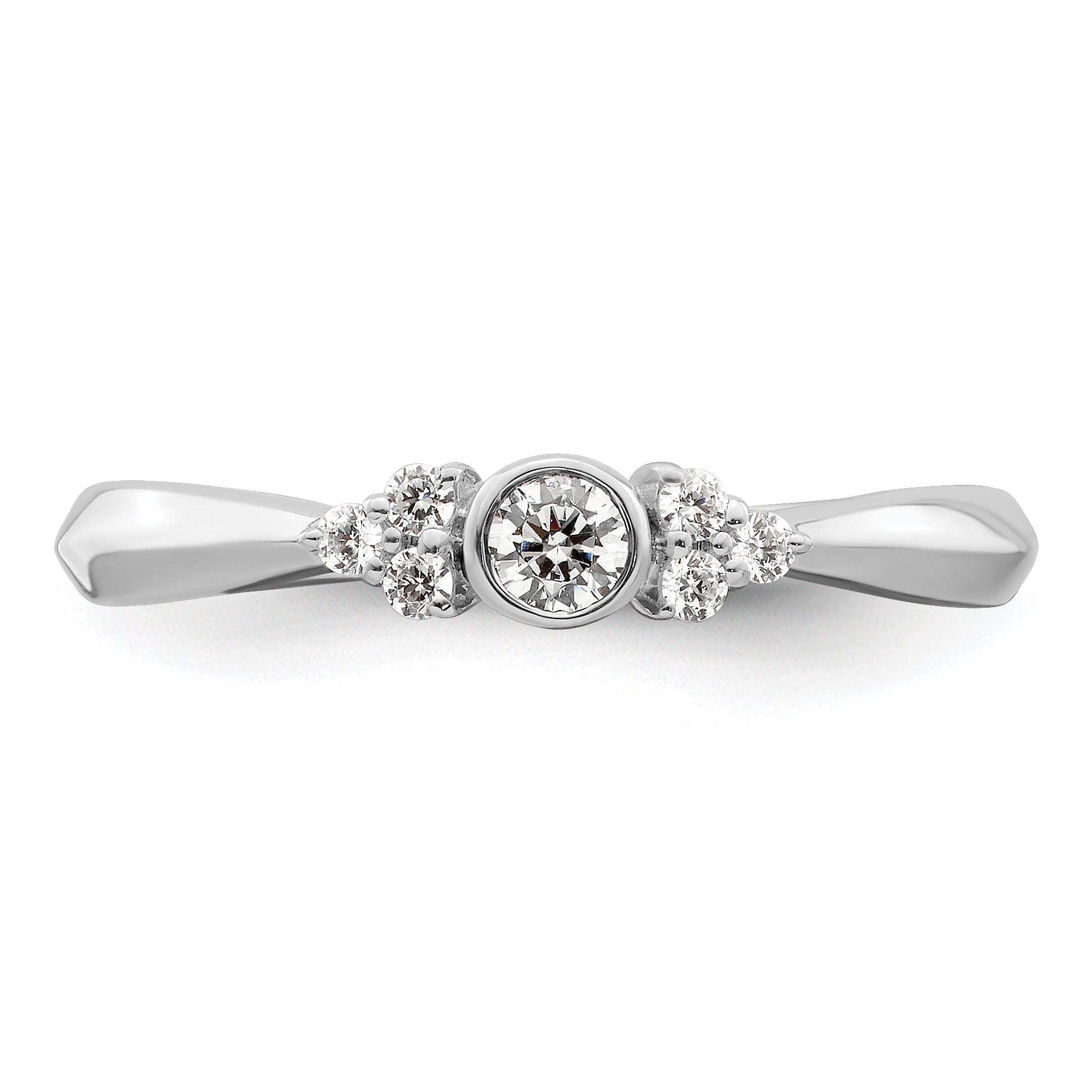 14K White Gold First PromiseLab Grown Diamond Round Bezel Promise Ring