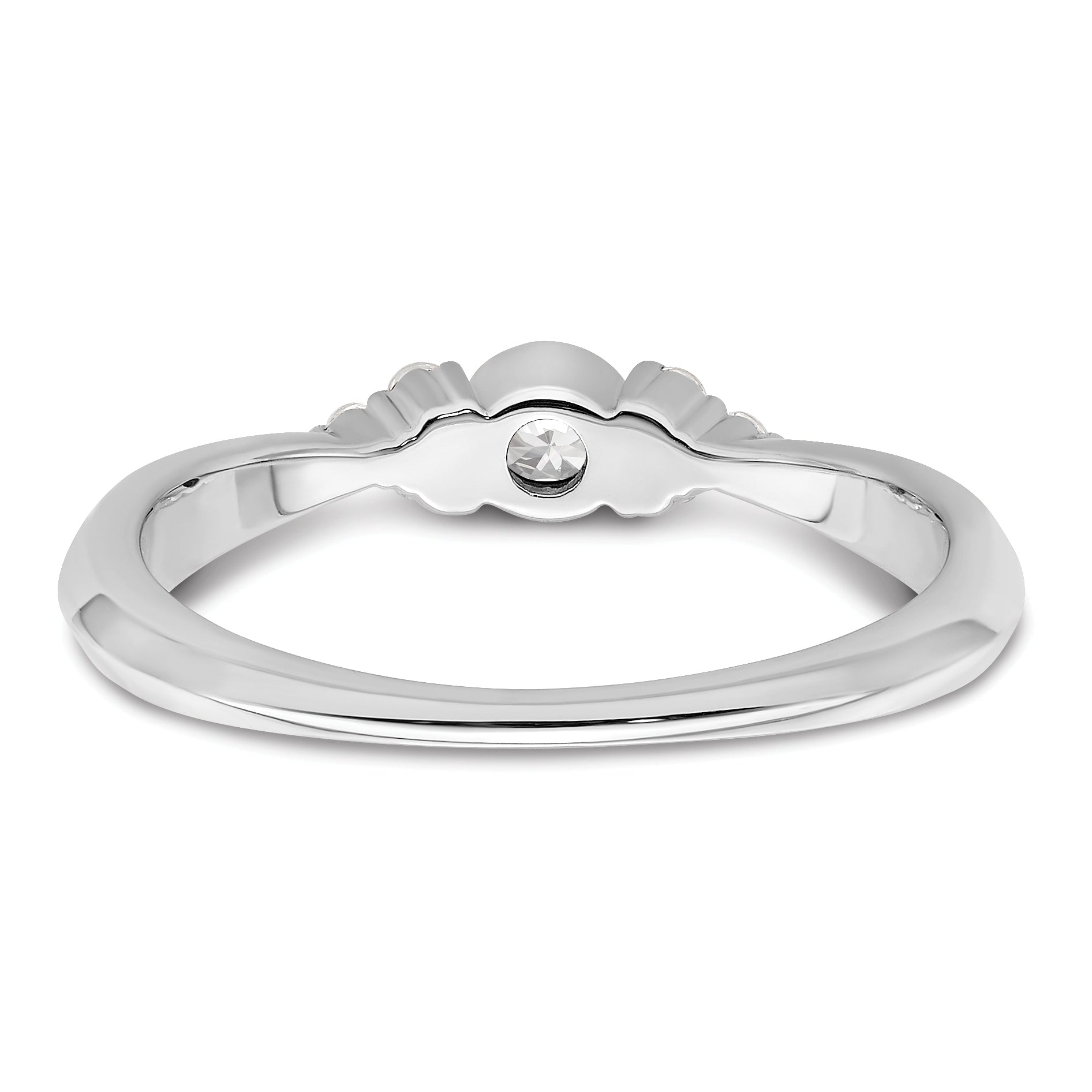 14K White Gold First PromiseLab Grown Diamond Round Bezel Promise Ring