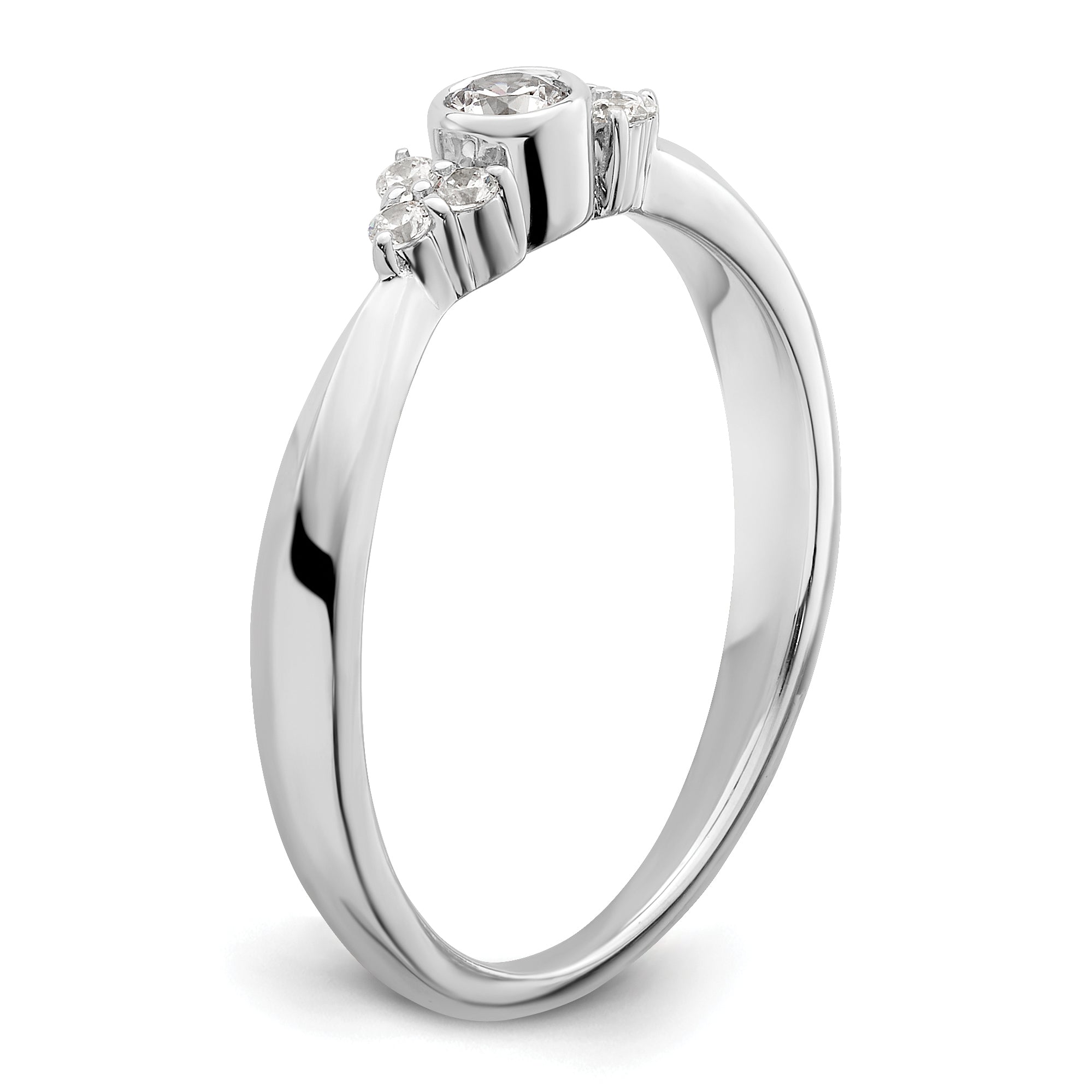 14K White Gold First PromiseLab Grown Diamond Round Bezel Promise Ring