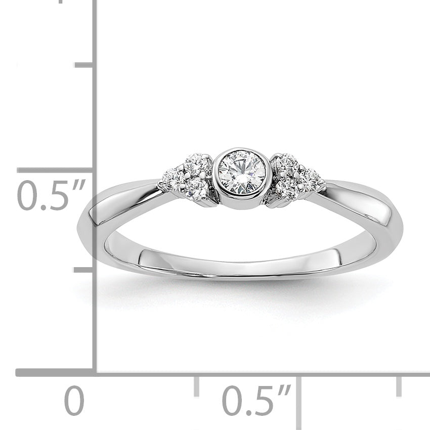 14K White Gold First PromiseLab Grown Diamond Round Bezel Promise Ring