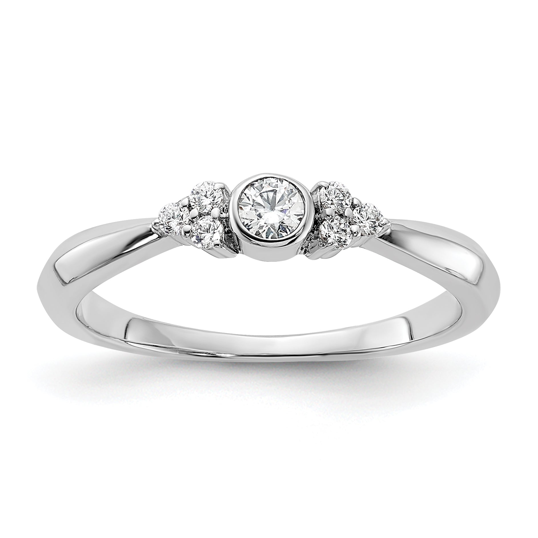 14K White Gold First PromiseLab Grown Diamond Round Bezel Promise Ring