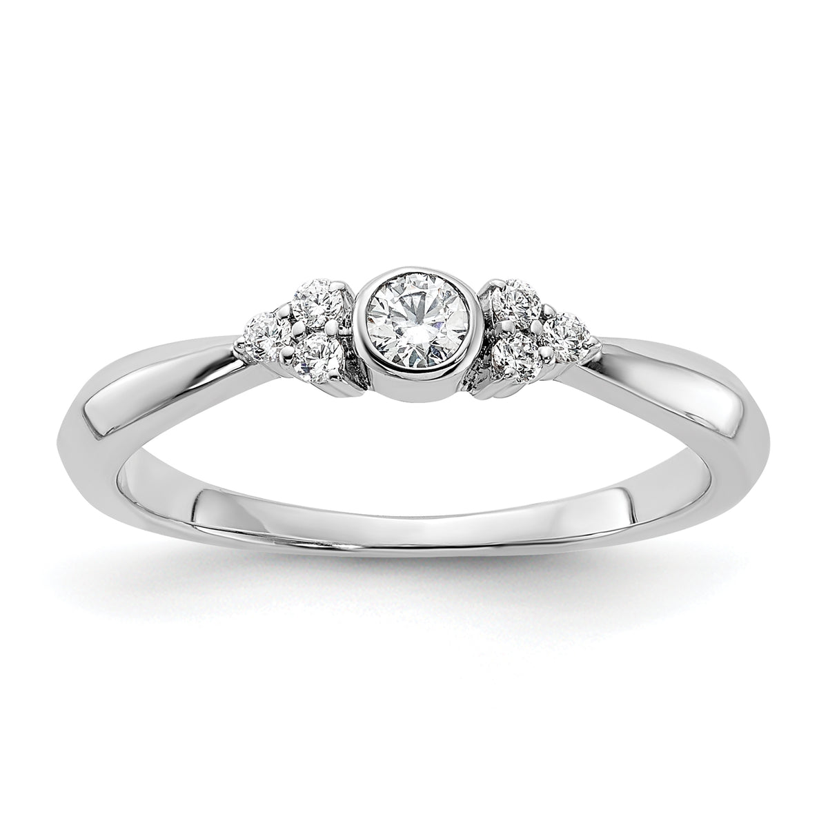 14K White Gold First PromiseLab Grown Diamond Round Bezel Promise Ring