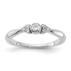 14K White Gold First PromiseLab Grown Diamond Round Bezel Promise Ring