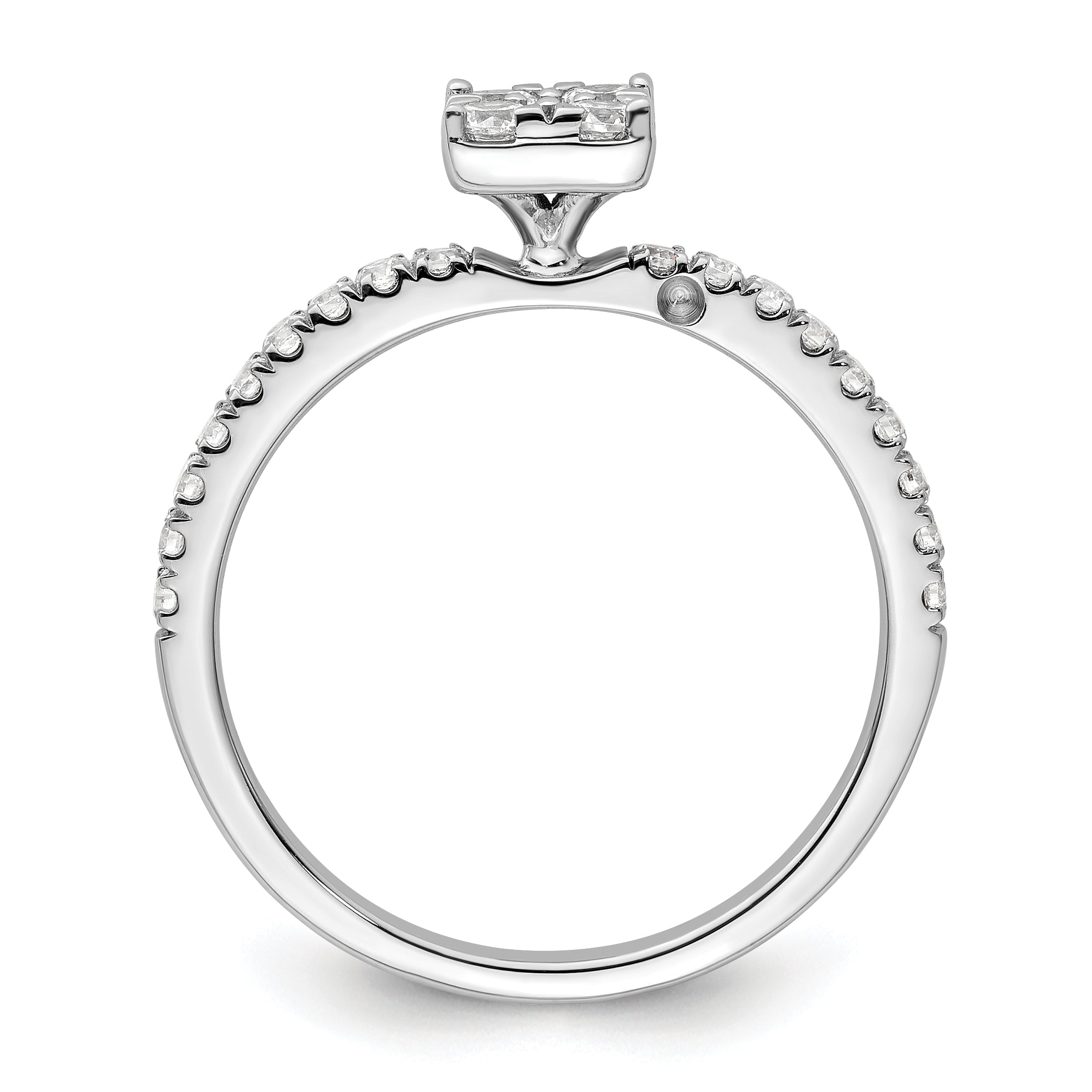 14K White Gold Lab Grown Dia Two Promises Cluster Complete Eng Ring