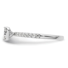 14K White Gold Lab Grown Dia Two Promises Cluster Complete Eng Ring