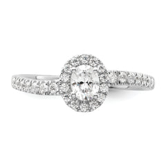 Two Promises 14k White Gold Diamond Oval Halo Complete Engagement Ring