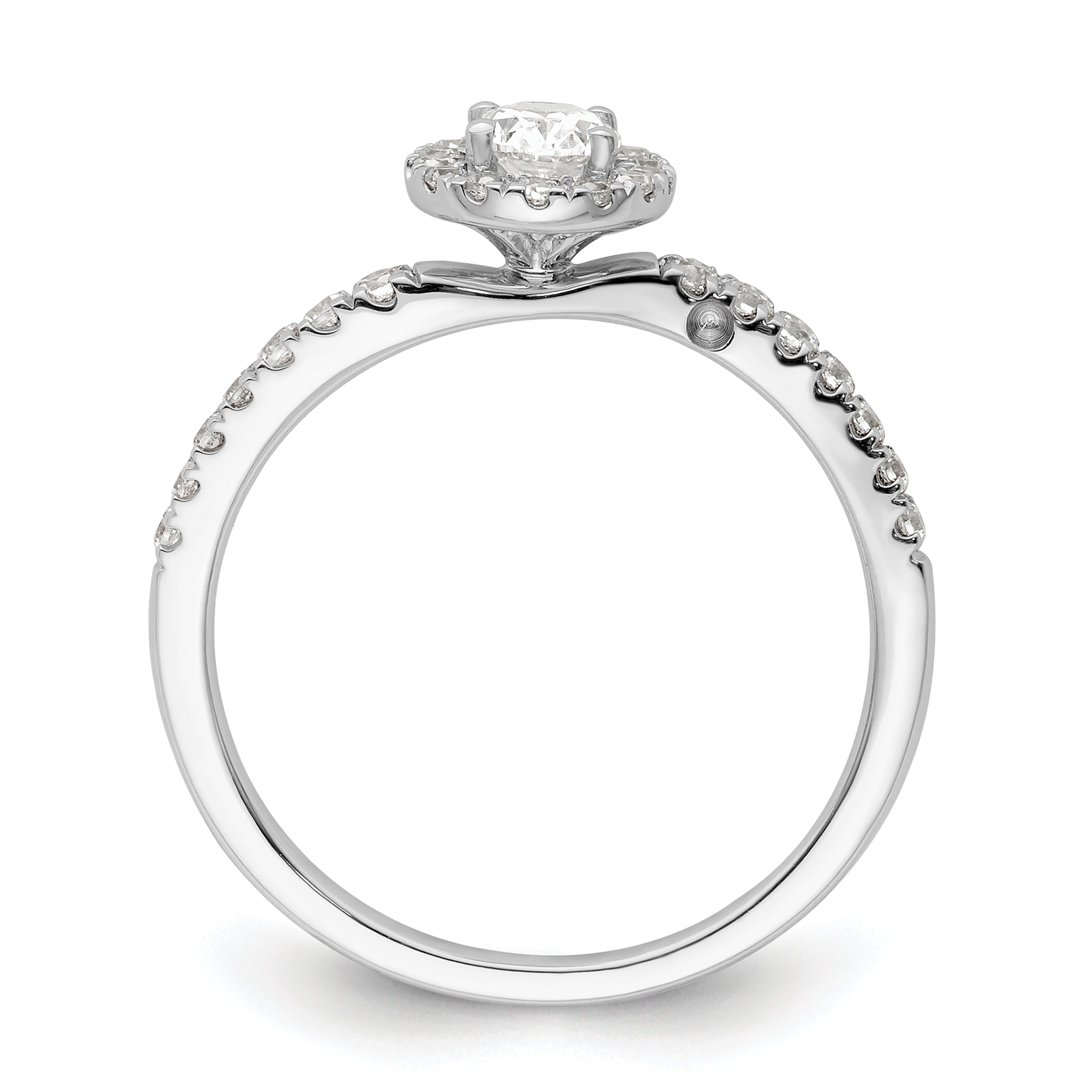 14K White Gold Lab Grown Dia Two Promises Halo Complete Eng Ring