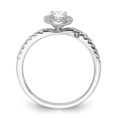 14K White Gold Lab Grown Dia Two Promises Halo Complete Eng Ring