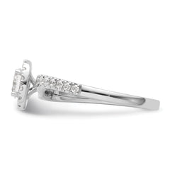 14K White Gold Lab Grown Dia Two Promises Halo Complete Eng Ring