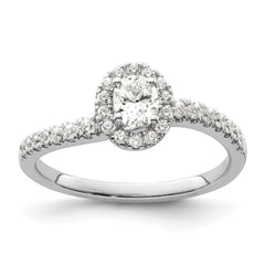 14K White Gold Lab Grown Dia Two Promises Halo Complete Eng Ring