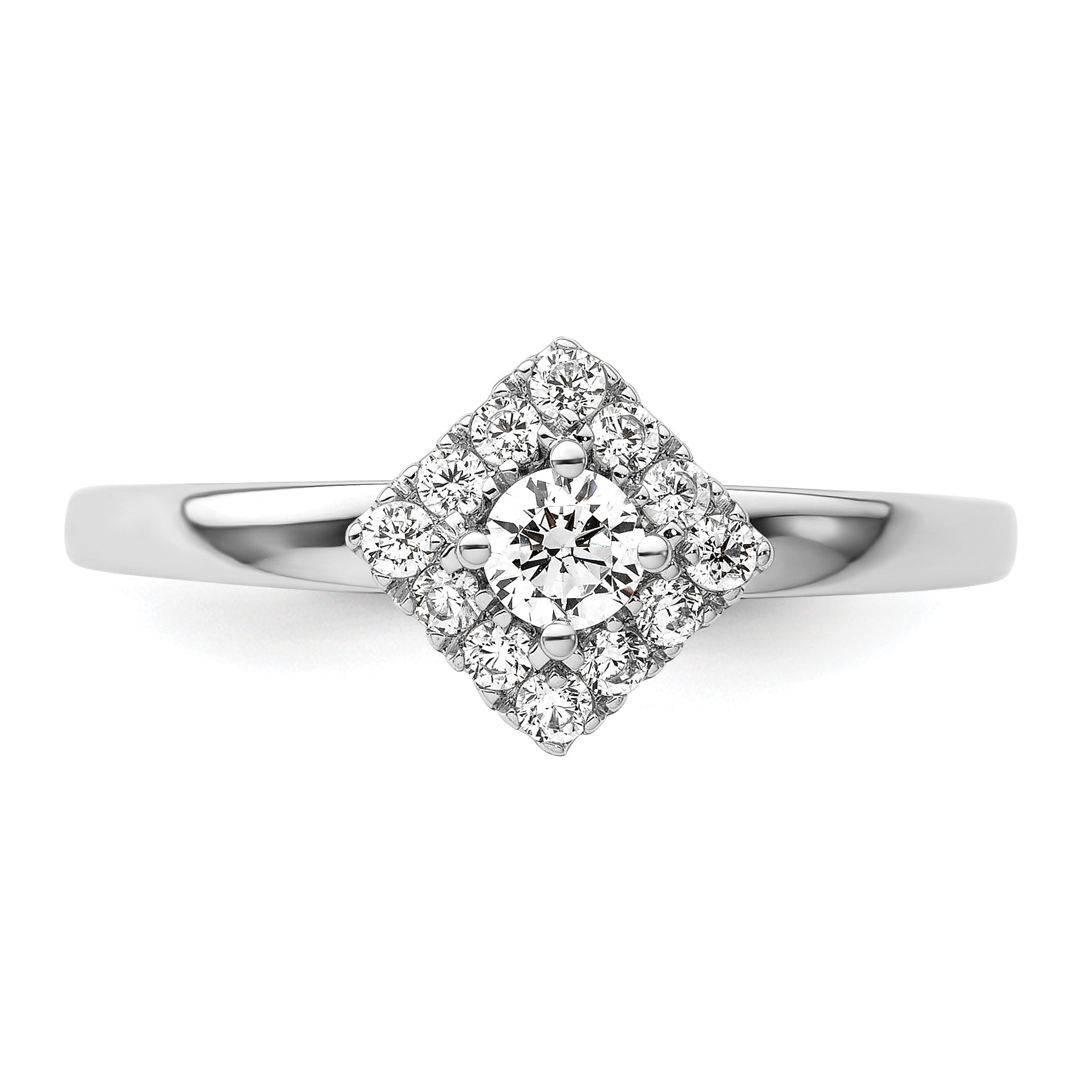 14K White Gold Lab Grown Dia Two Promises Halo Complete Eng Ring