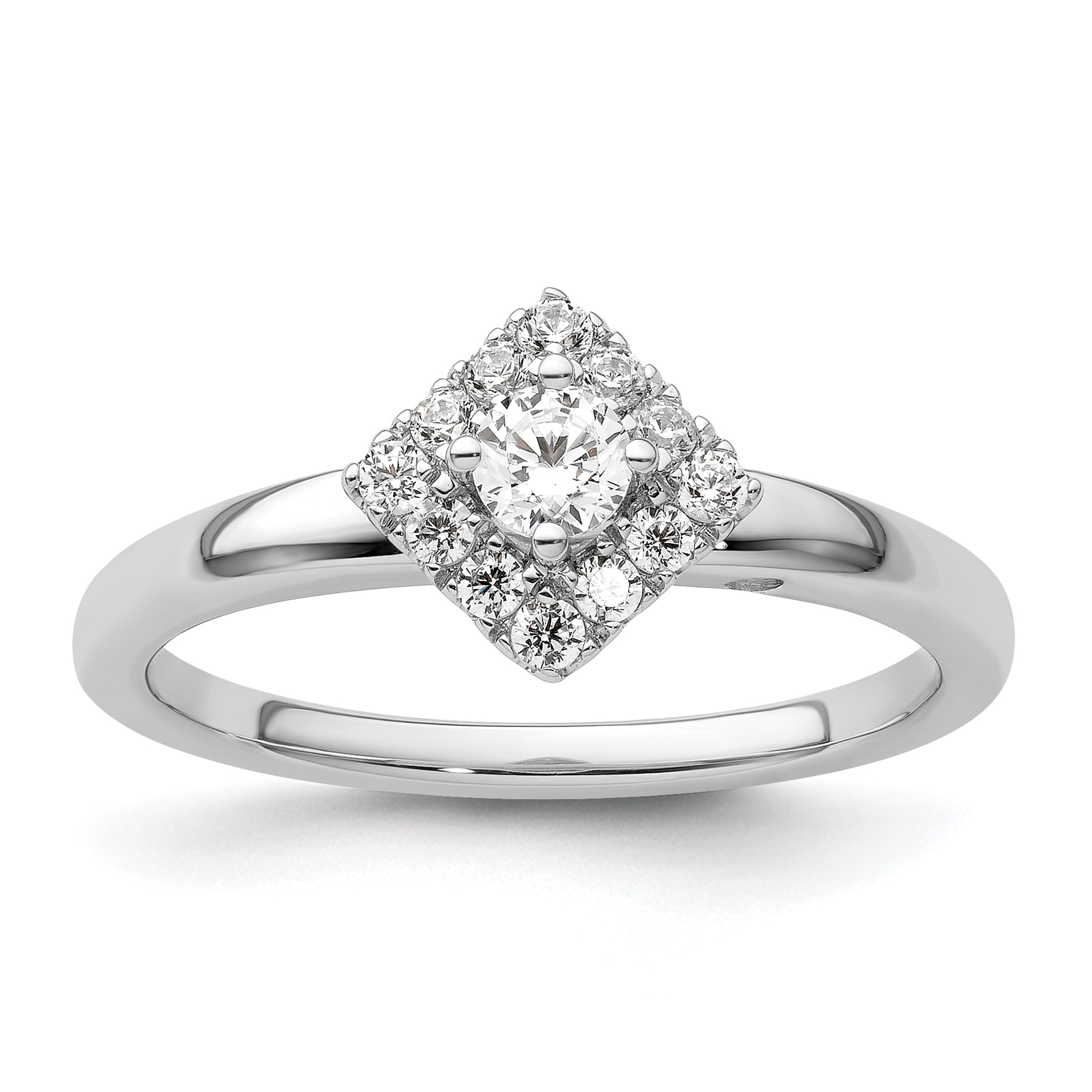 14K White Gold Lab Grown Dia Two Promises Halo Complete Eng Ring