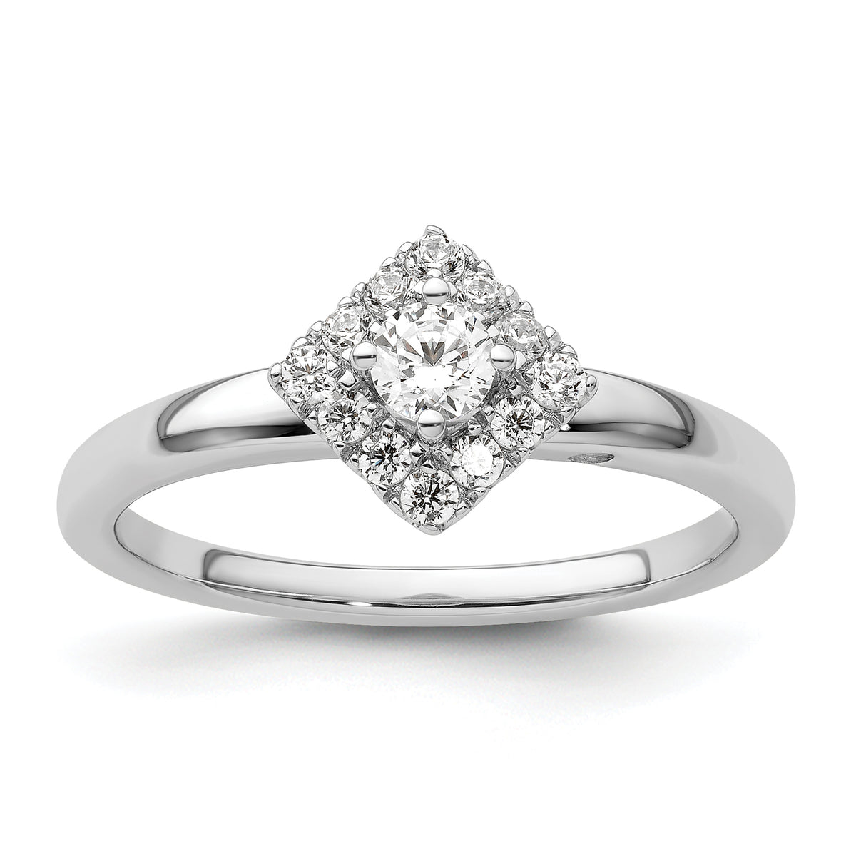 14K White Gold Lab Grown Dia Two Promises Halo Complete Eng Ring