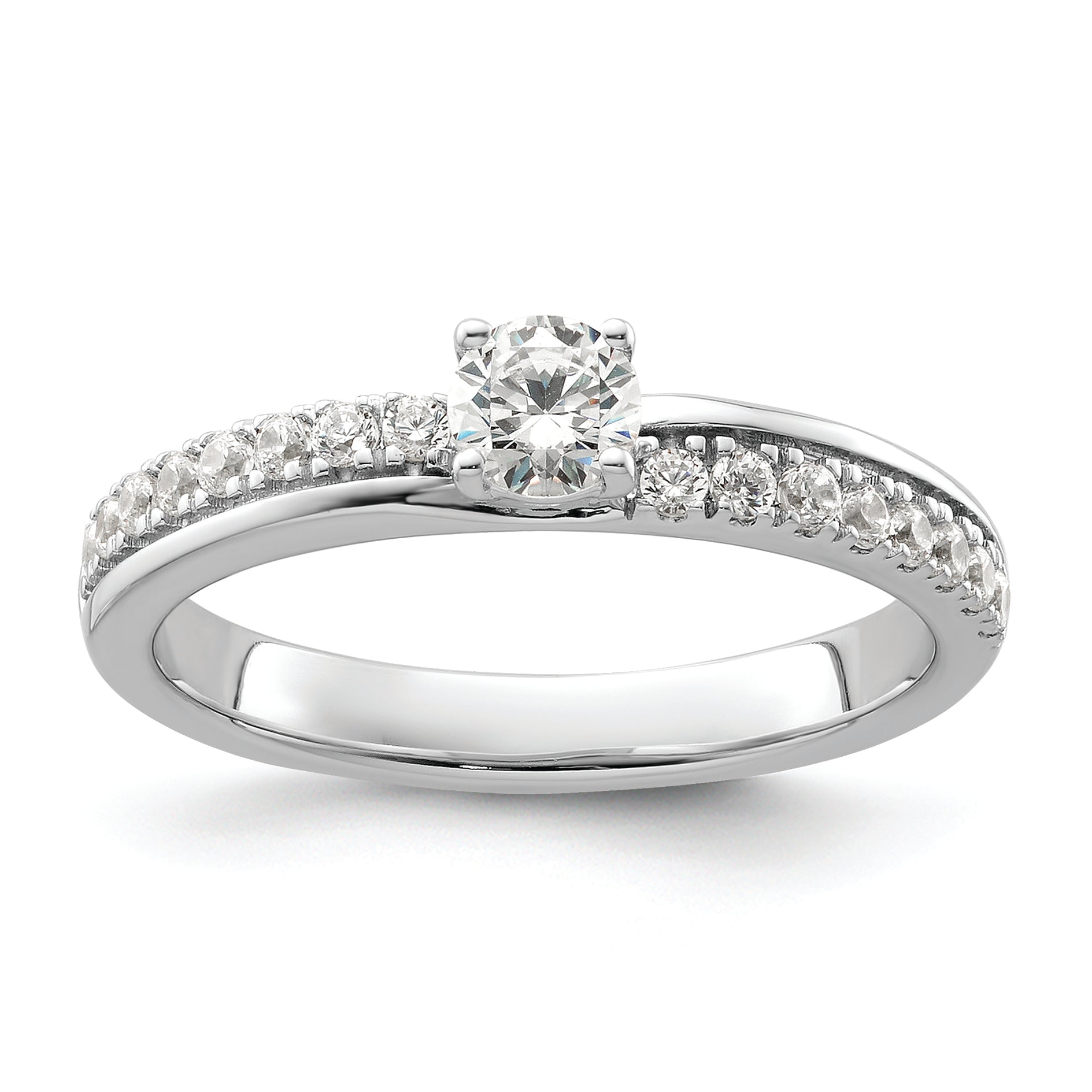 Two Promises 14k White Gold Diamond Complete Engagement Ring