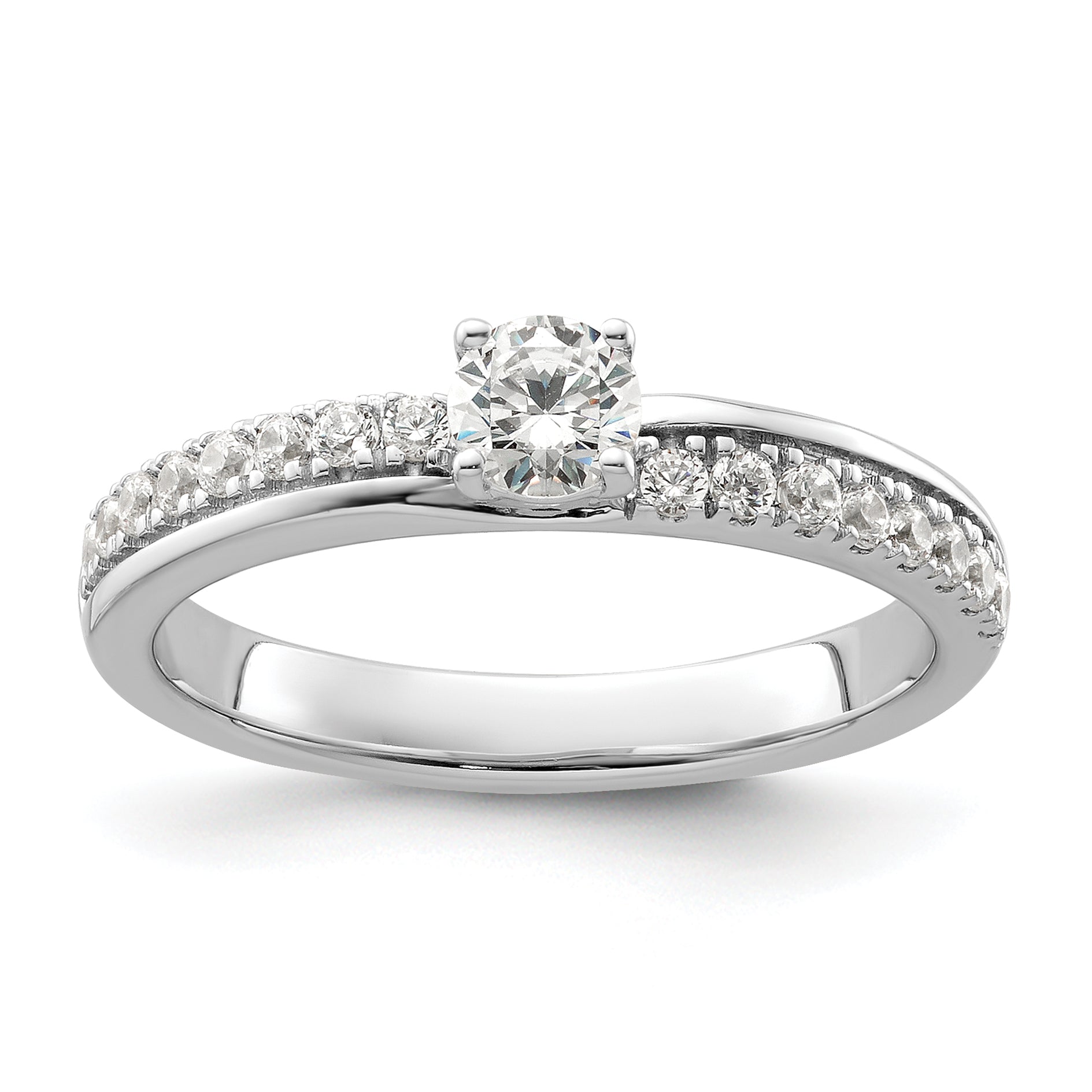 14K White Gold Lab Grown Dia Two Promises Complete Eng Ring