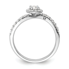 Two Promises 14k White Gold Diamond Round Halo Complete Engagement Ring