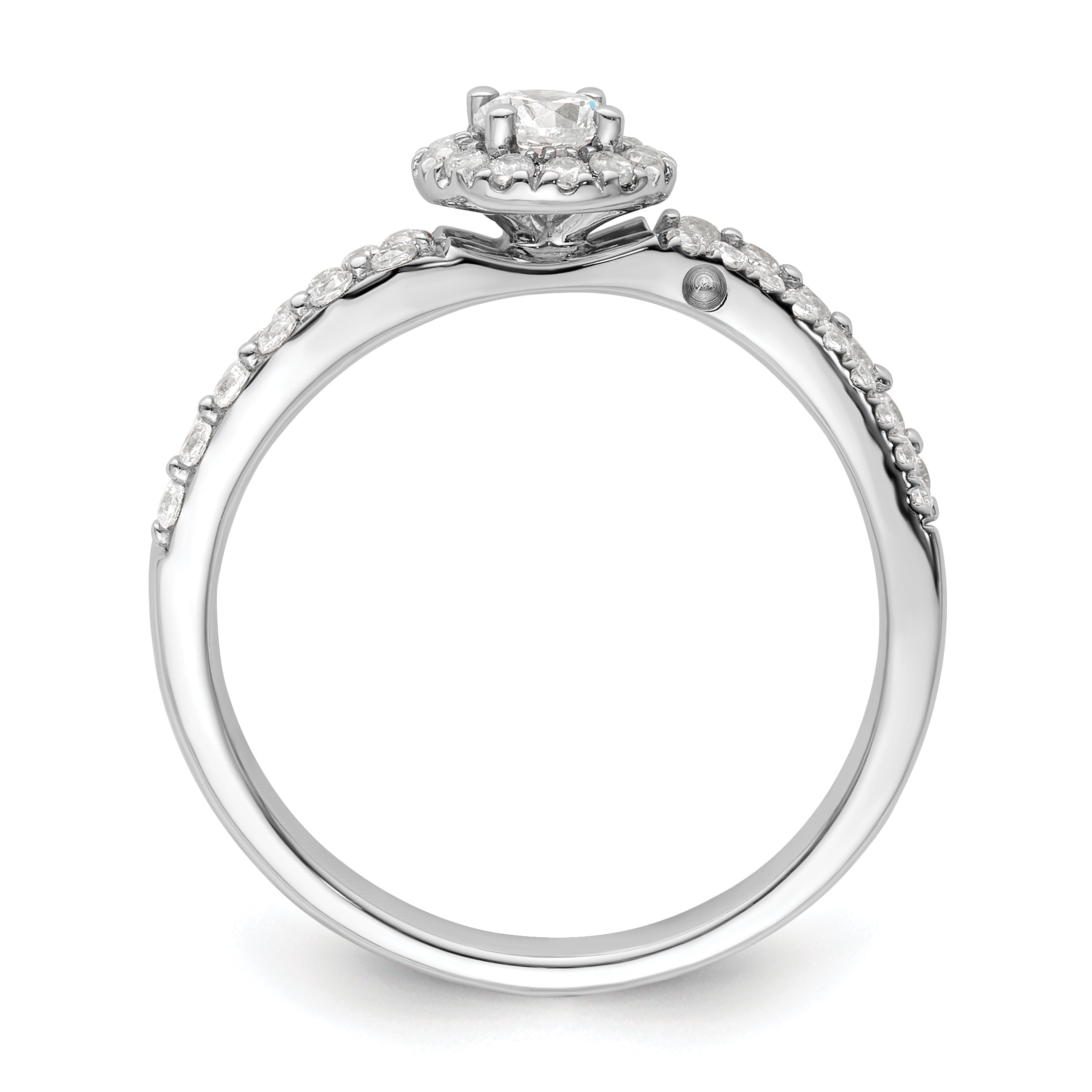 14K White Gold Lab Grown Dia Two Promises Halo Complete Eng Ring