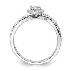 14K White Gold Lab Grown Dia Two Promises Halo Complete Eng Ring