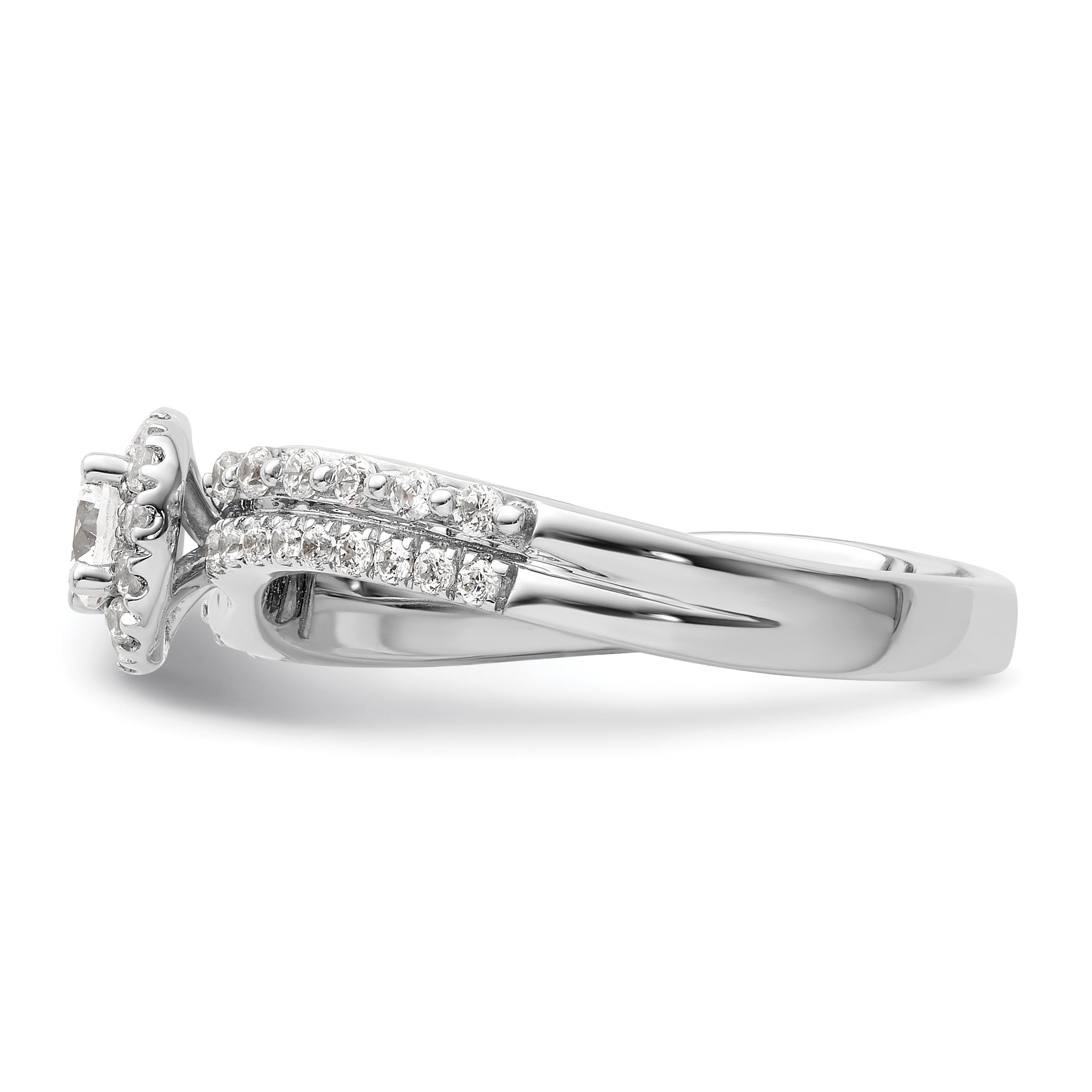 14K White Gold Lab Grown Dia Two Promises Halo Complete Eng Ring