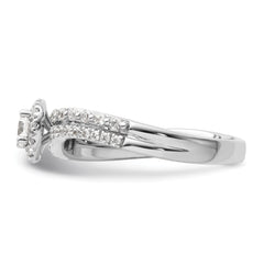 14K White Gold Lab Grown Dia Two Promises Halo Complete Eng Ring