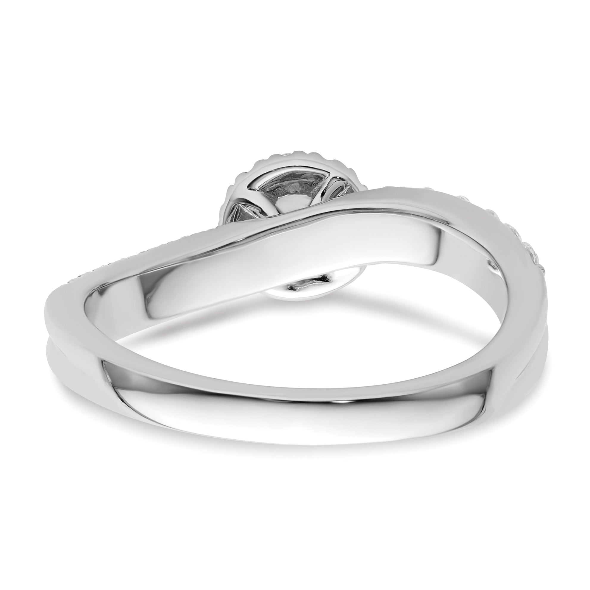 14K White Gold Lab Grown Dia Two Promises Halo Complete Eng Ring